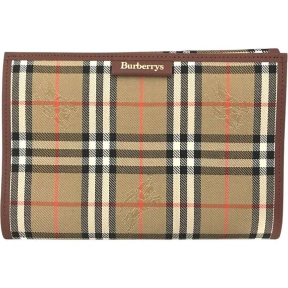 (L1) Authentic Burberry Notebook Cover Beige PVC Luxury Vintage Designer Handbag - Picture 1 of 9